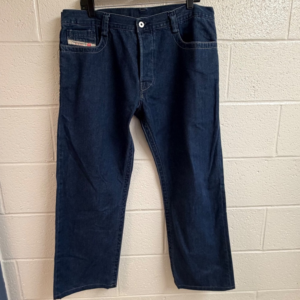 Diesel Mens Rivec Straight Leg Jeans 38x30 Dark Wash Blue Vintage Y2K Italy